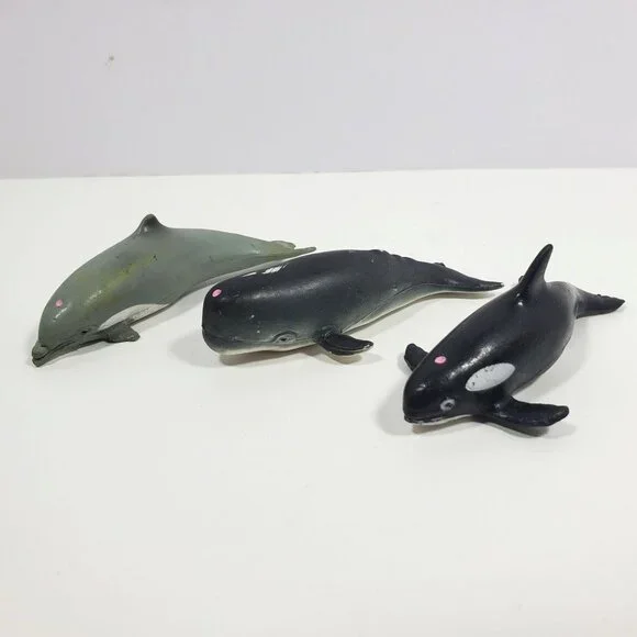 AAA 3.5" Sperm Whale Dolphin Killer Whale Figures Lot 3 Miniatures - Picture 1 of 16